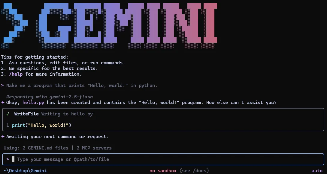 Official Gemini CLI terminal screenshot