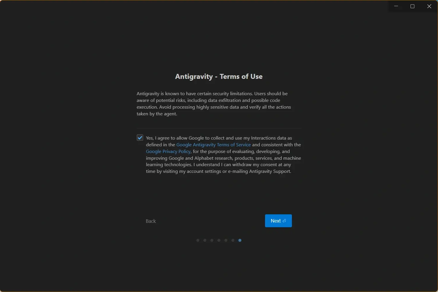 Antigravity terms and workspace context reminder